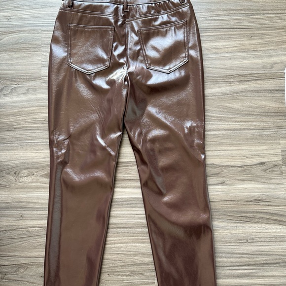 NWT Vero Moda Brown Slim Vinyl Pants - Picture 3 of 4